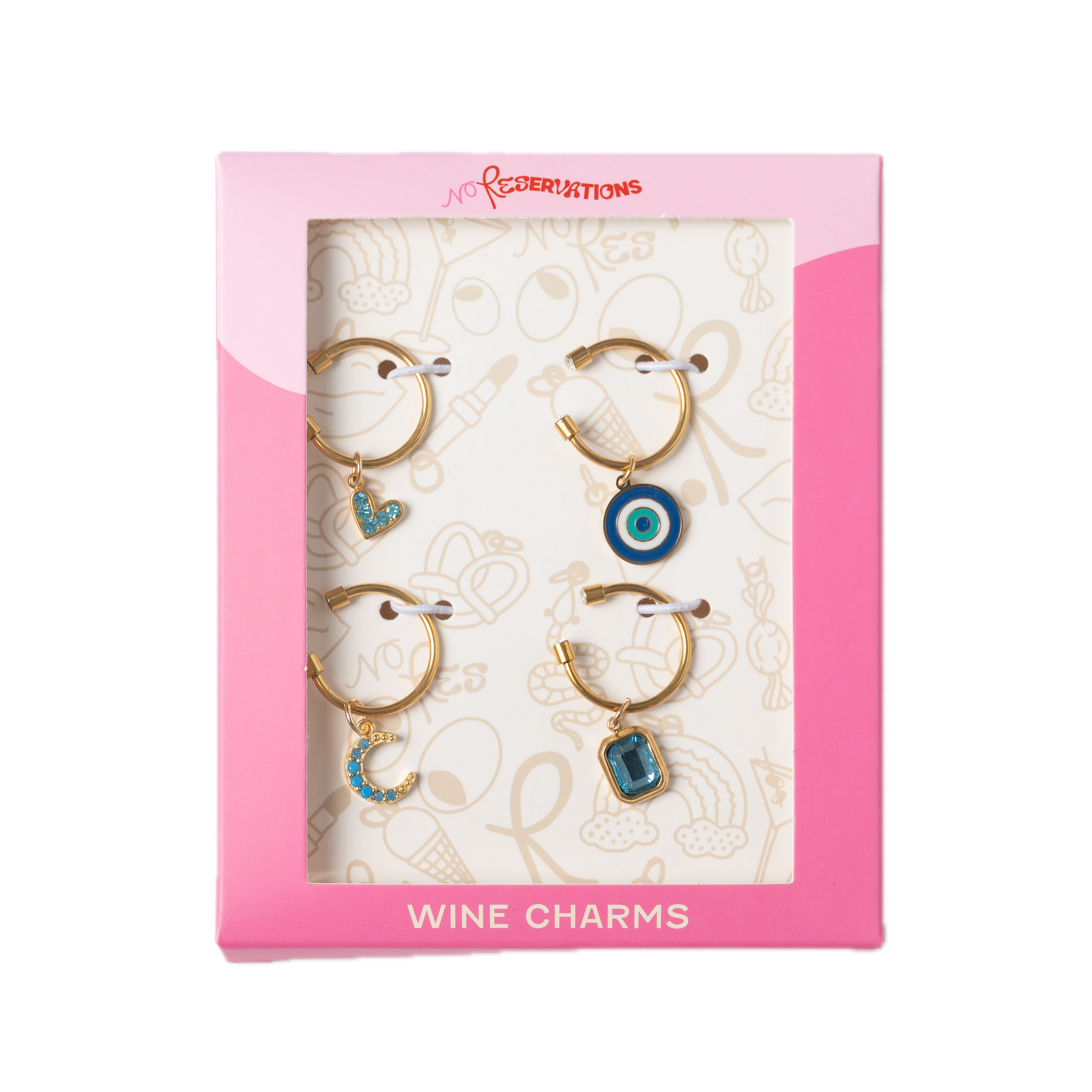 Blue Set Wine Charm Bundle, Set of 4