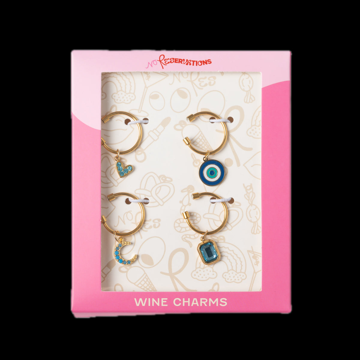 Blue Set Wine Charm Bundle, Set of 4