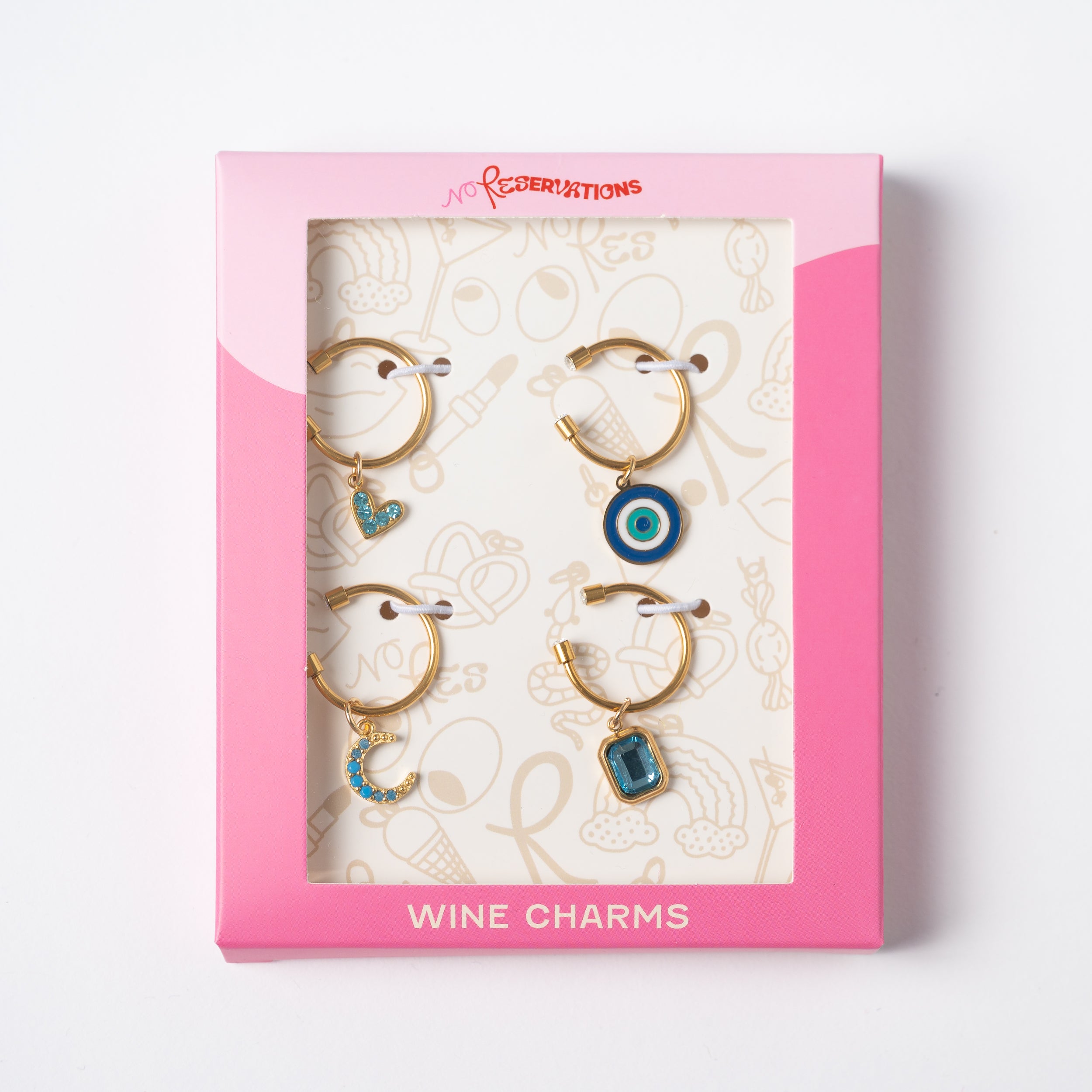 Blue Set Wine Charm Bundle, Set of 4