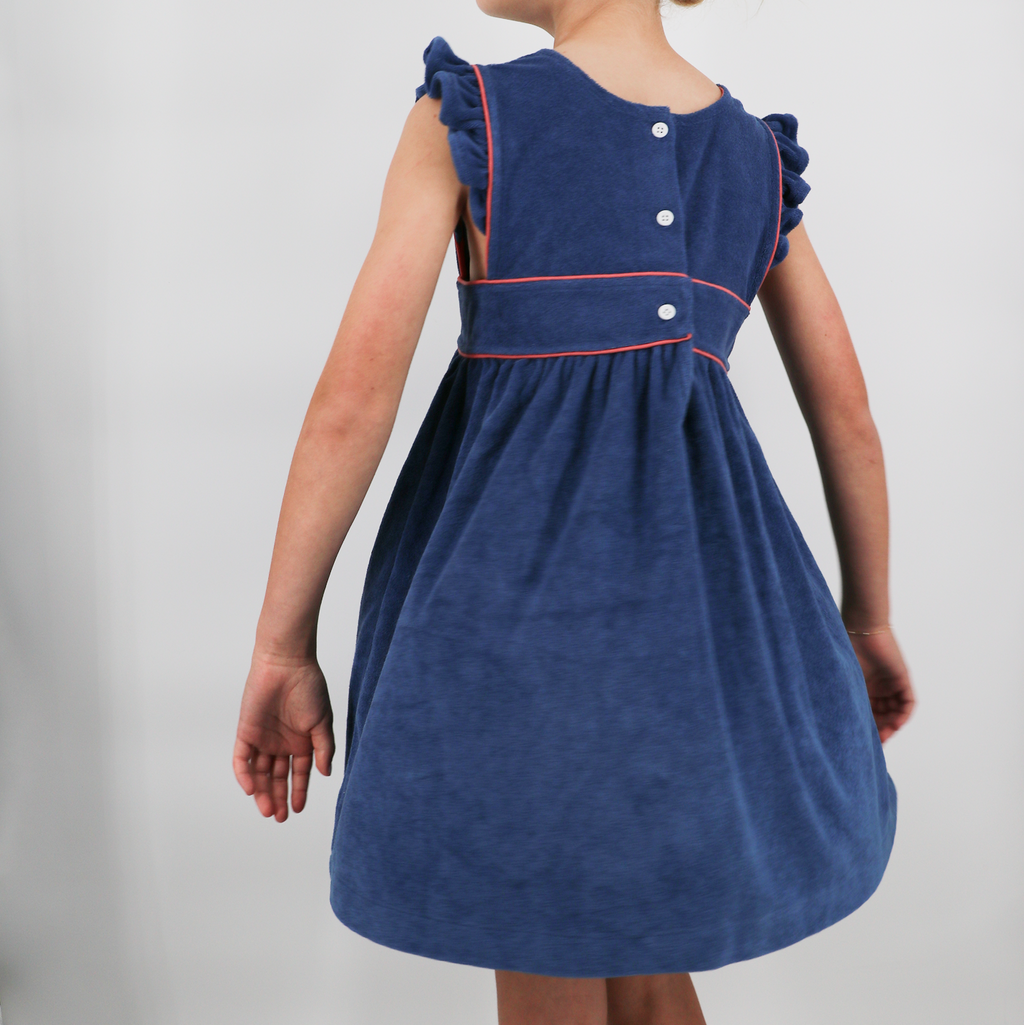 Girl’s Newport Navy French Terry Pinafore Dress
