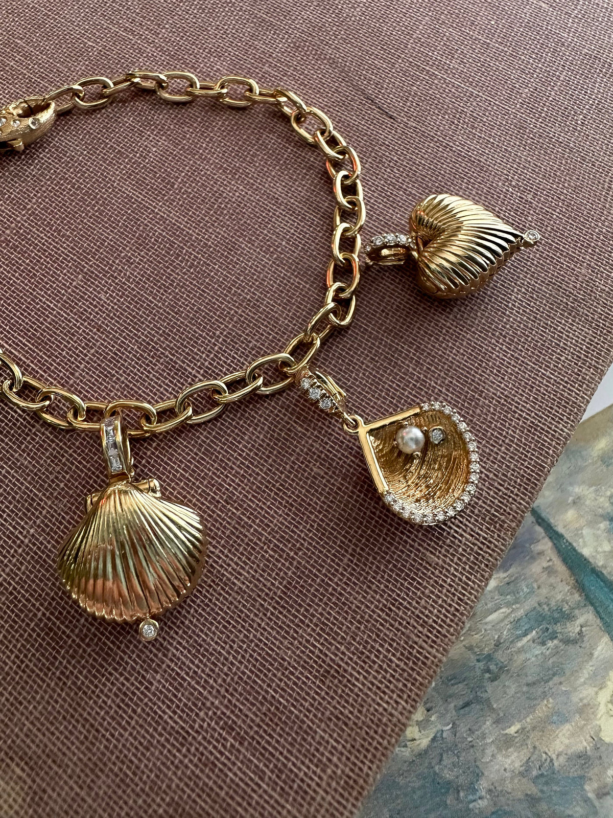 Diamond Lobster Clasp Handmade Link Charm Bracelet