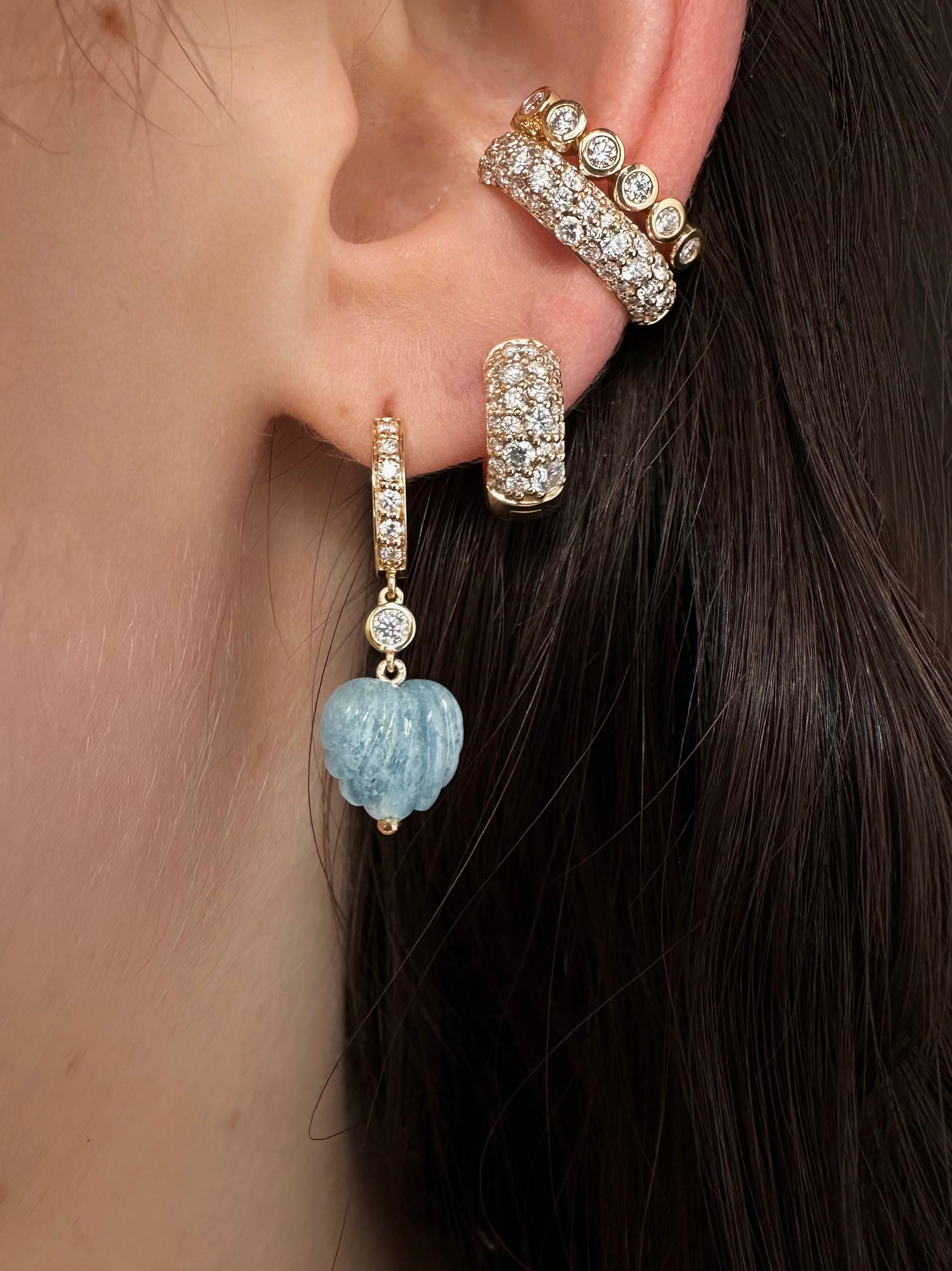 Huggie Hoops in Aquamarine