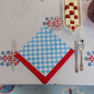 Gingham Check Blue/Red Napkins, Set of 4