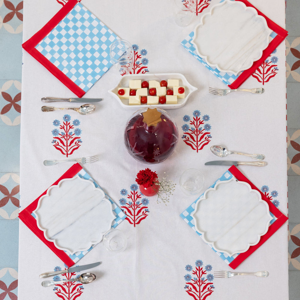 Gingham Check Blue/Red Napkins, Set of 4