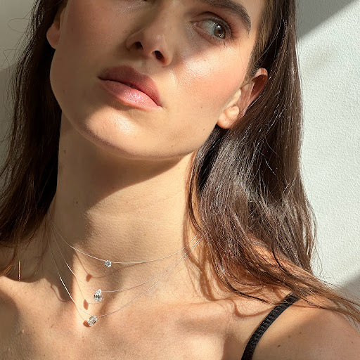 Emerald Cut “Floating” Diamond Pendant