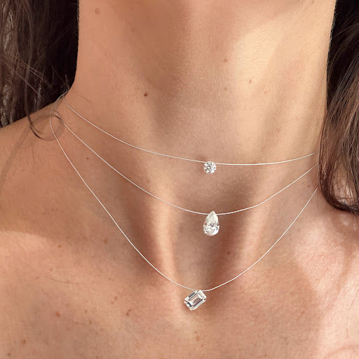 Emerald Cut “Floating” Diamond Pendant