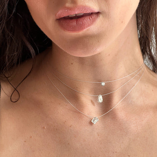 Emerald Cut “Floating” Diamond Pendant