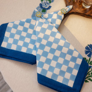 Gingham Check Blue/Blue Napkins, Set of 4