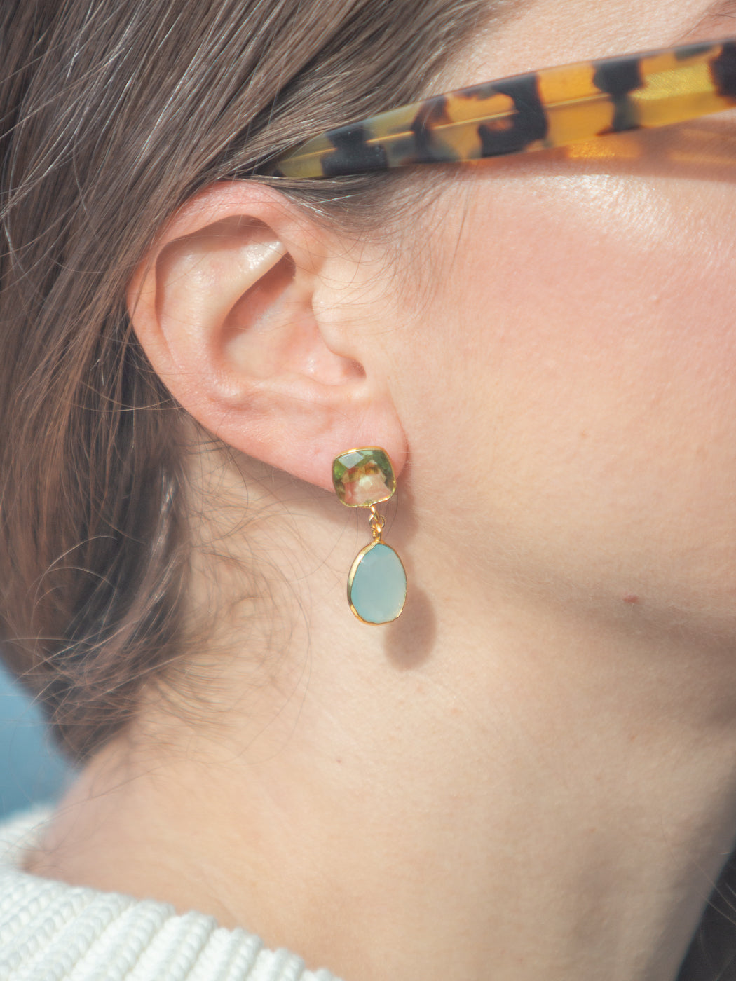 Lola Earrings in Blue & Green