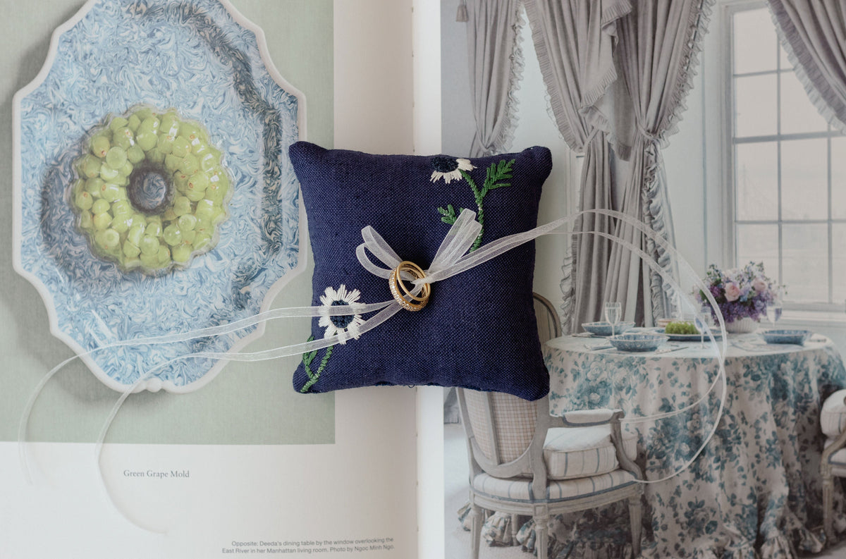 Manzanilla Ring Pillow in Navy
