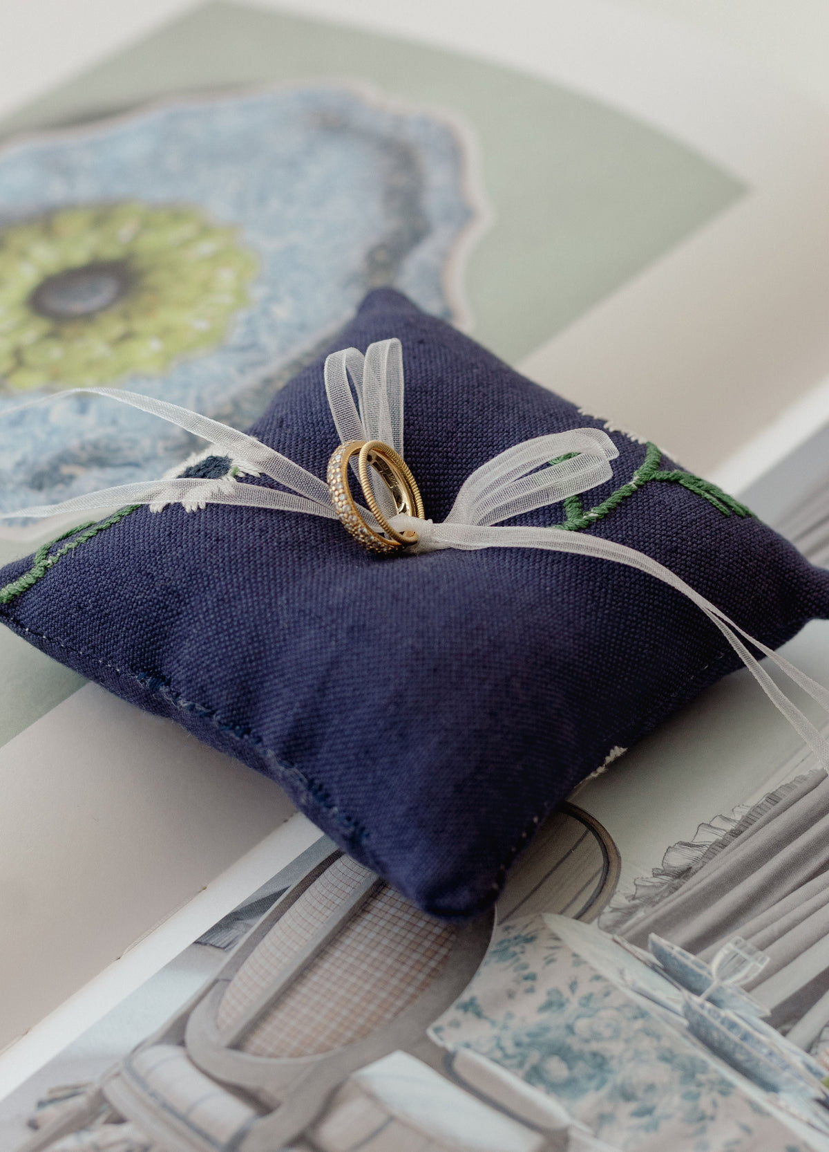 Manzanilla Ring Pillow in Navy