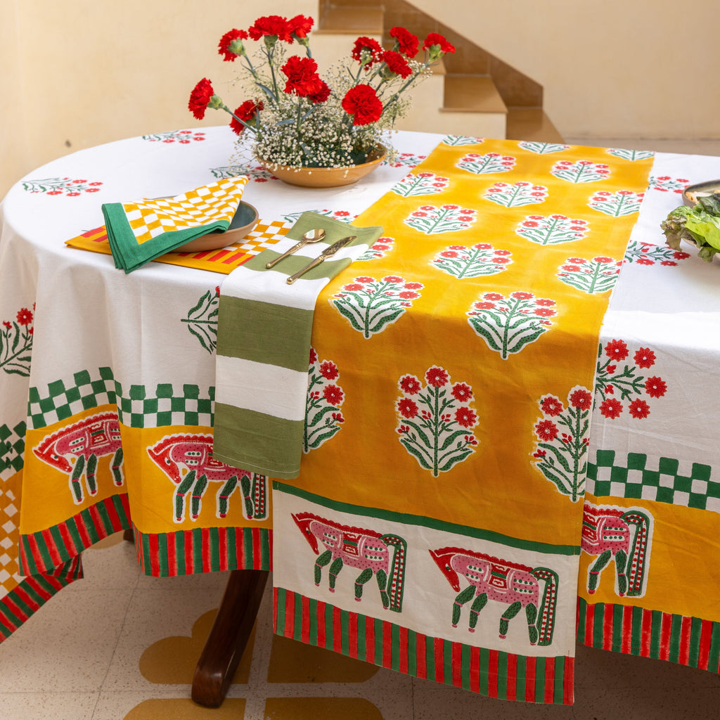 Gingham Check Mustard/Green Napkins, Set of 4