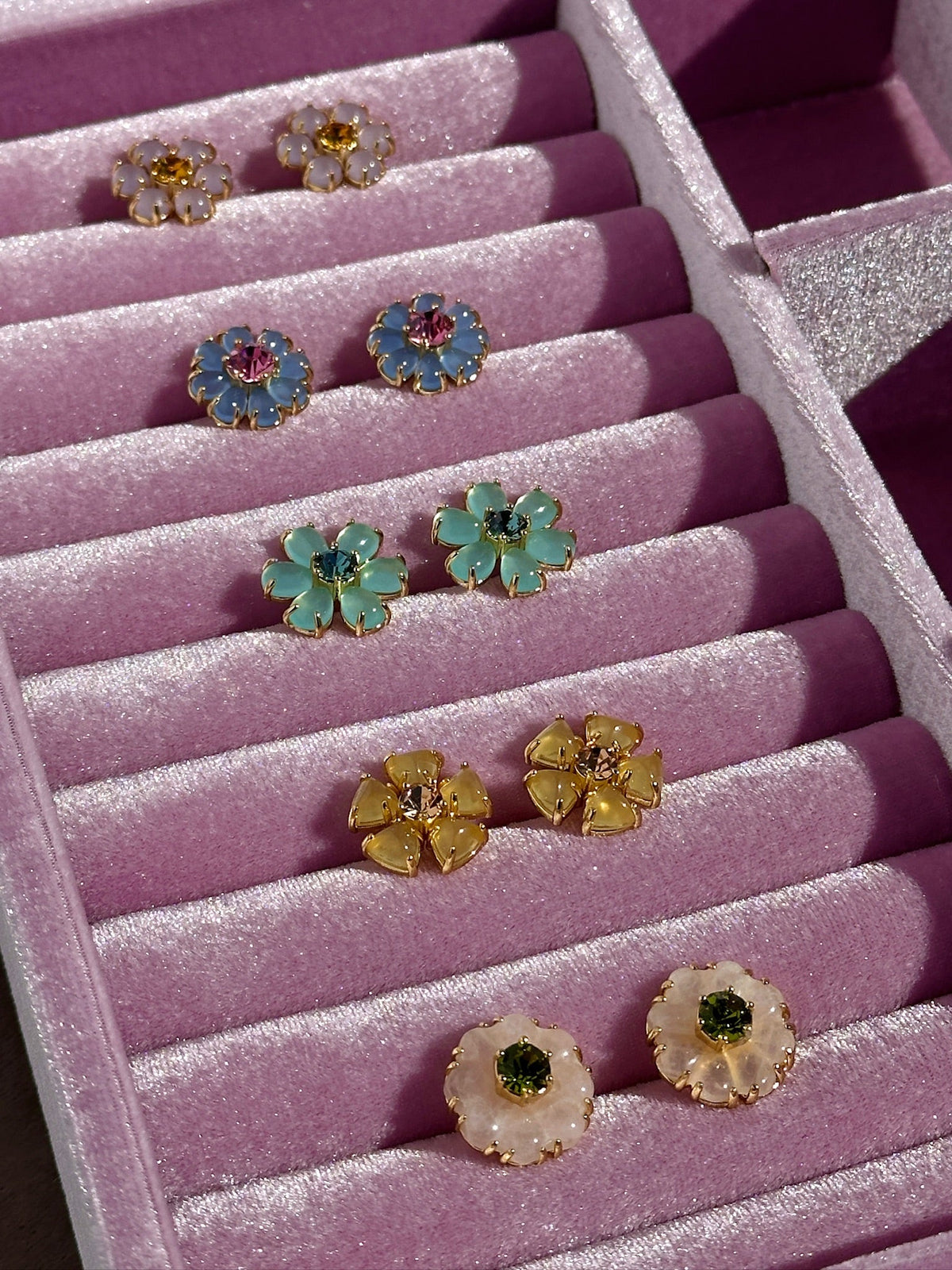 Emeline Flower Studs in Lavender