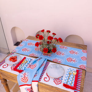 Gingham Check Blue/Red Napkins, Set of 4
