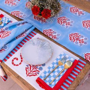 Gingham Check Blue/Red Napkins, Set of 4