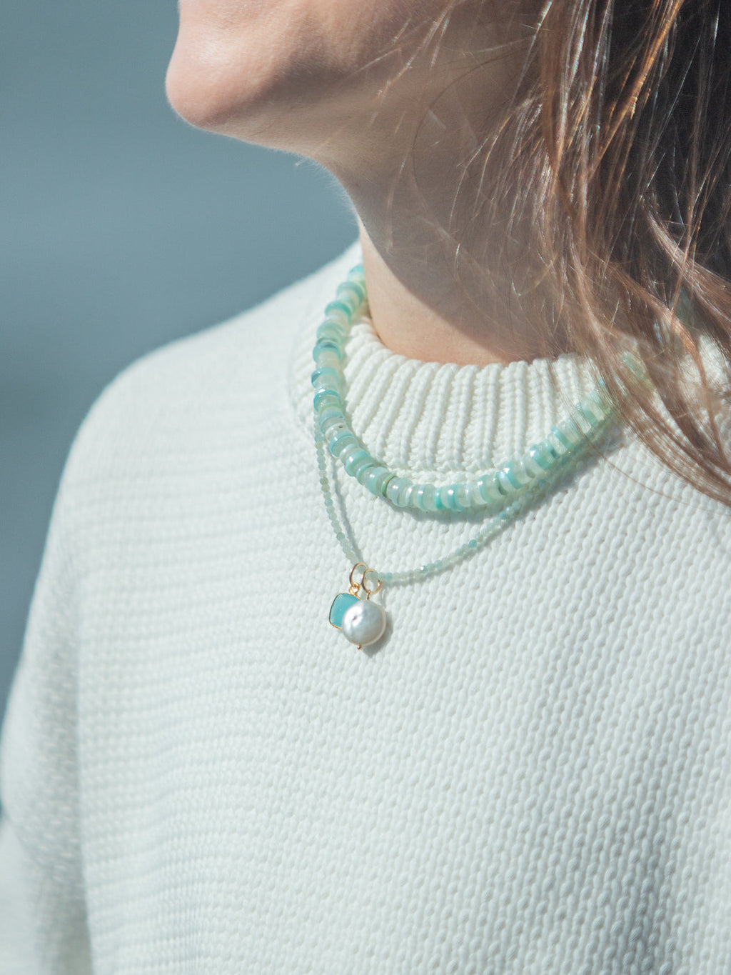 Rue Necklace in Light Blue