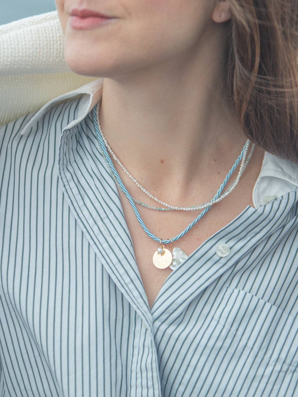 Rue Necklace in Light Blue