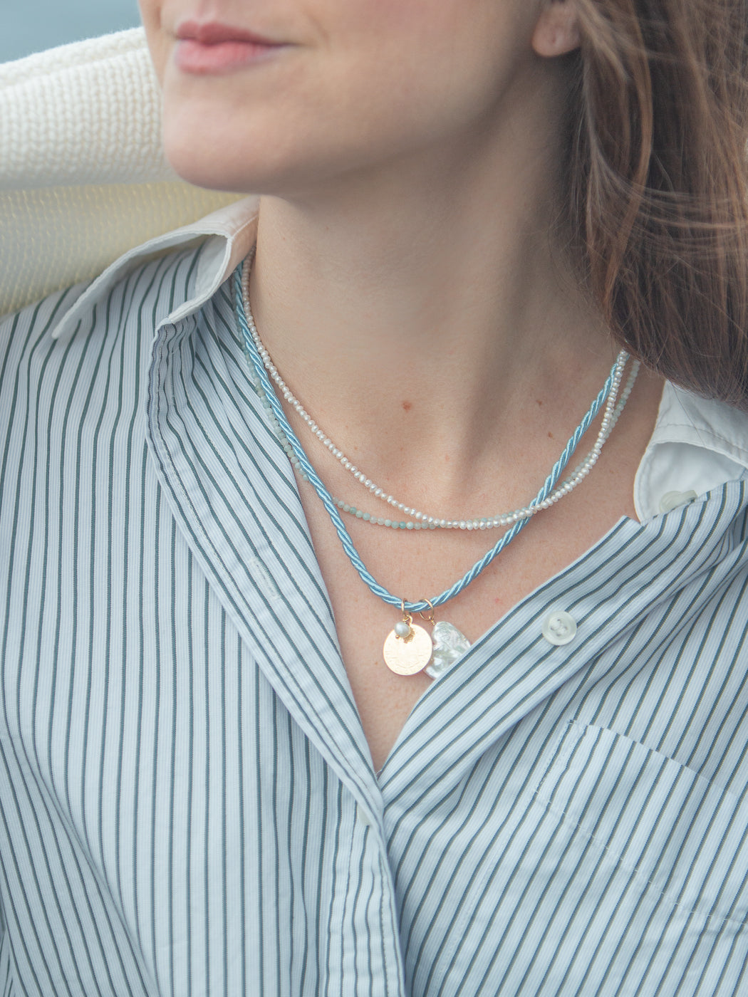 Rue Necklace in Light Blue