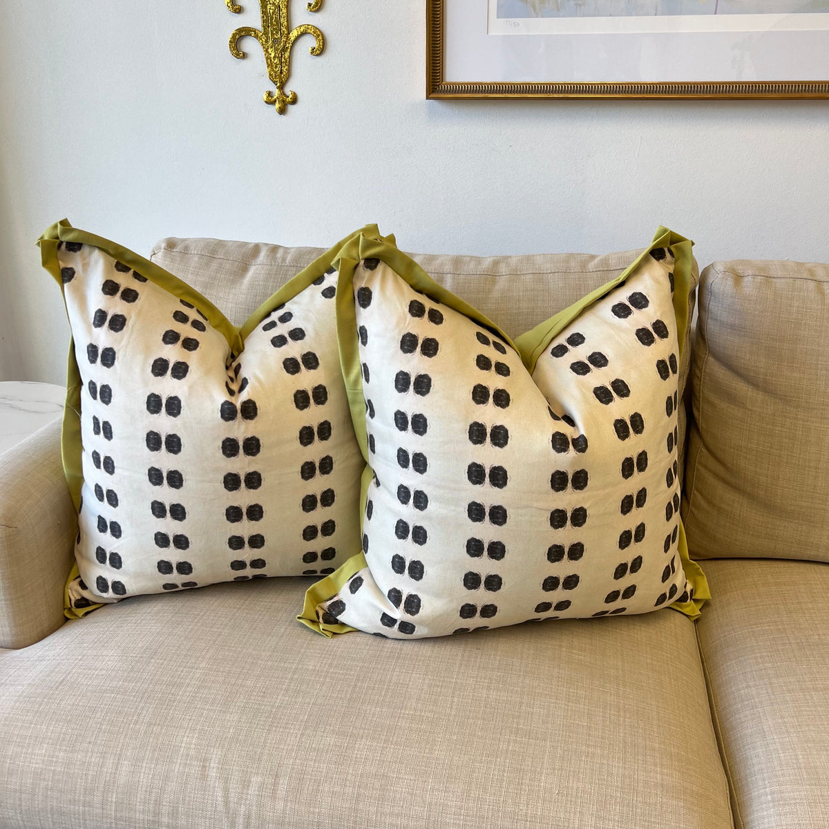 Black Dot with Chartreuse Pillow Cover