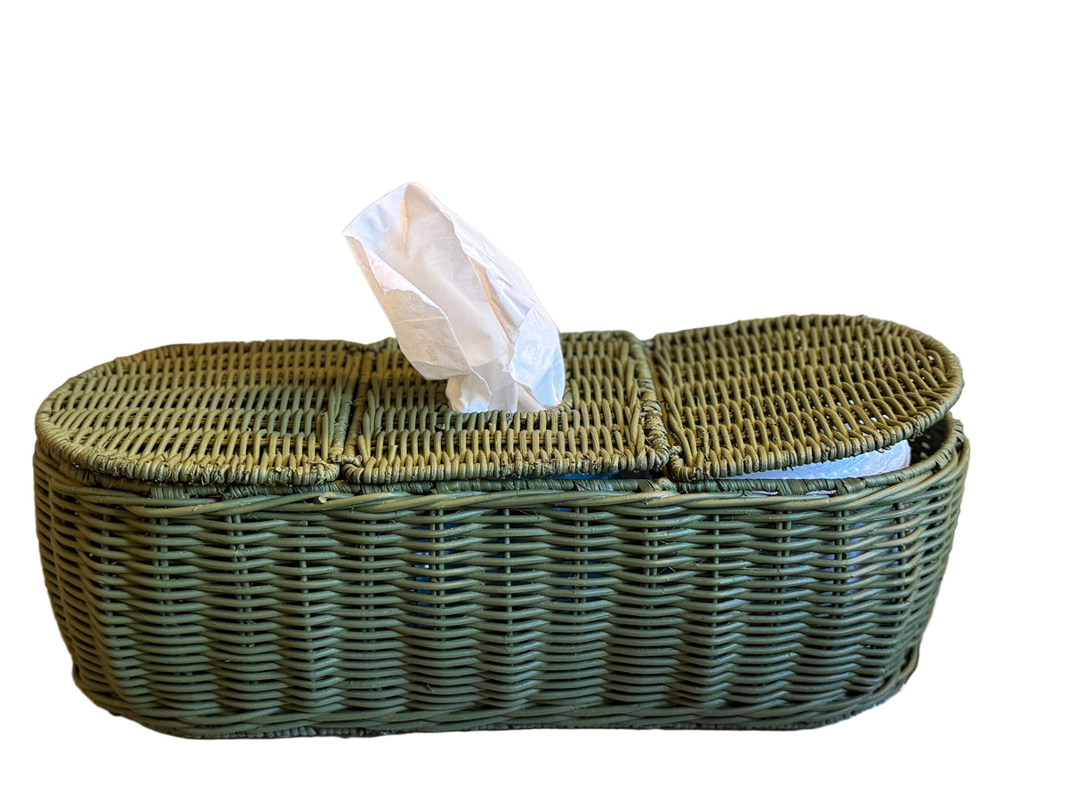 3-Part Rattan Tissue Basket