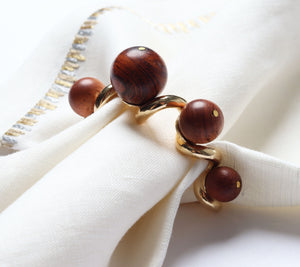 Bois Napkin Ring in Brown & Gold, Set of 4