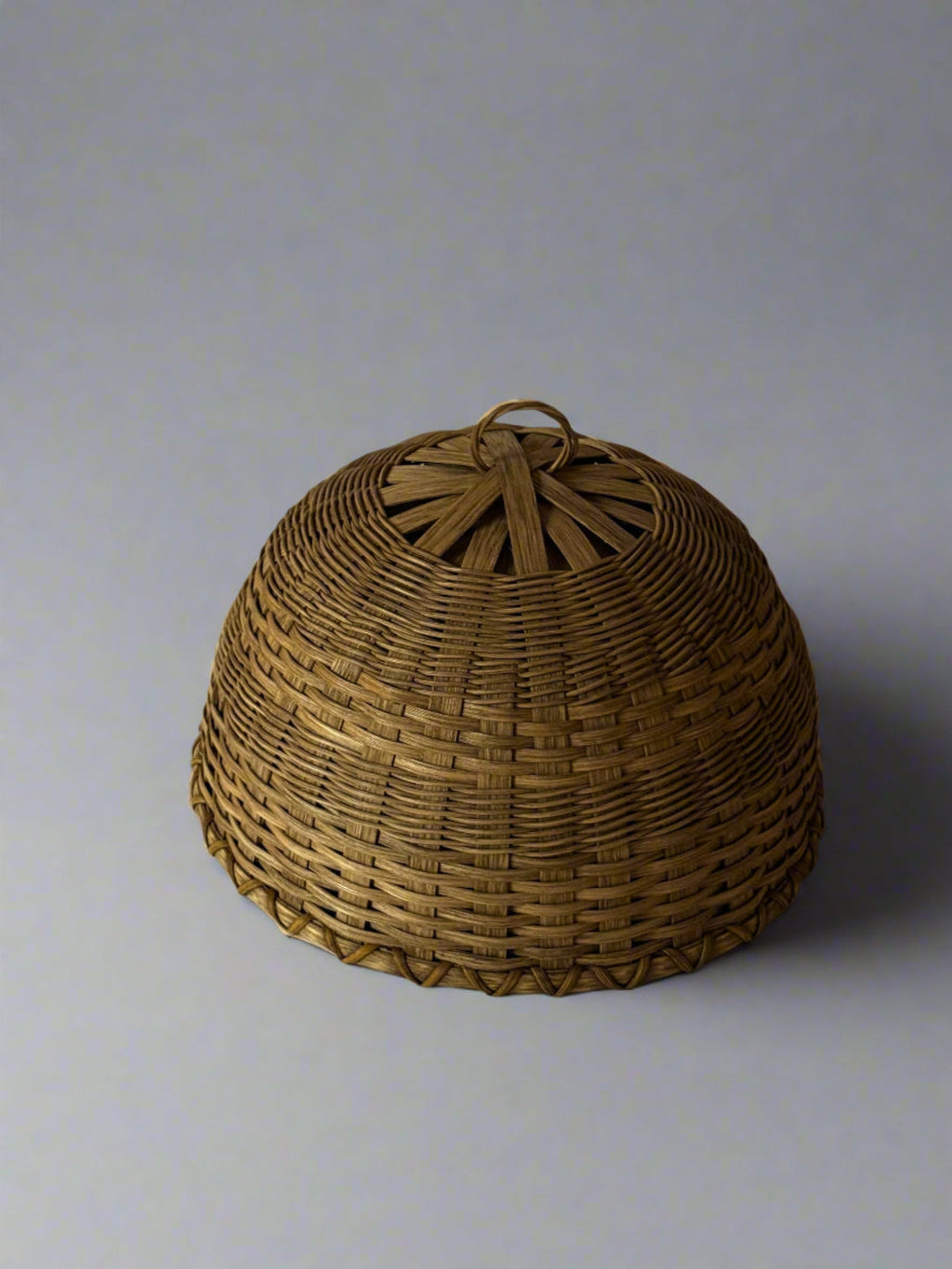 Woven basket on a plain background