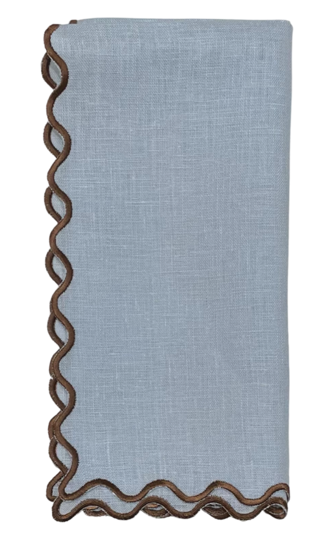 Blue/Brown Single Scallop Napkins