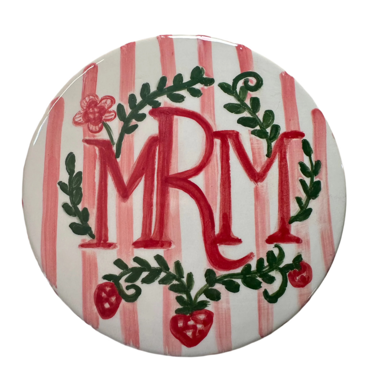Round Keepsake Box (Stripes and Strawberries) - Premium  from Tricia Lowenfield Design 