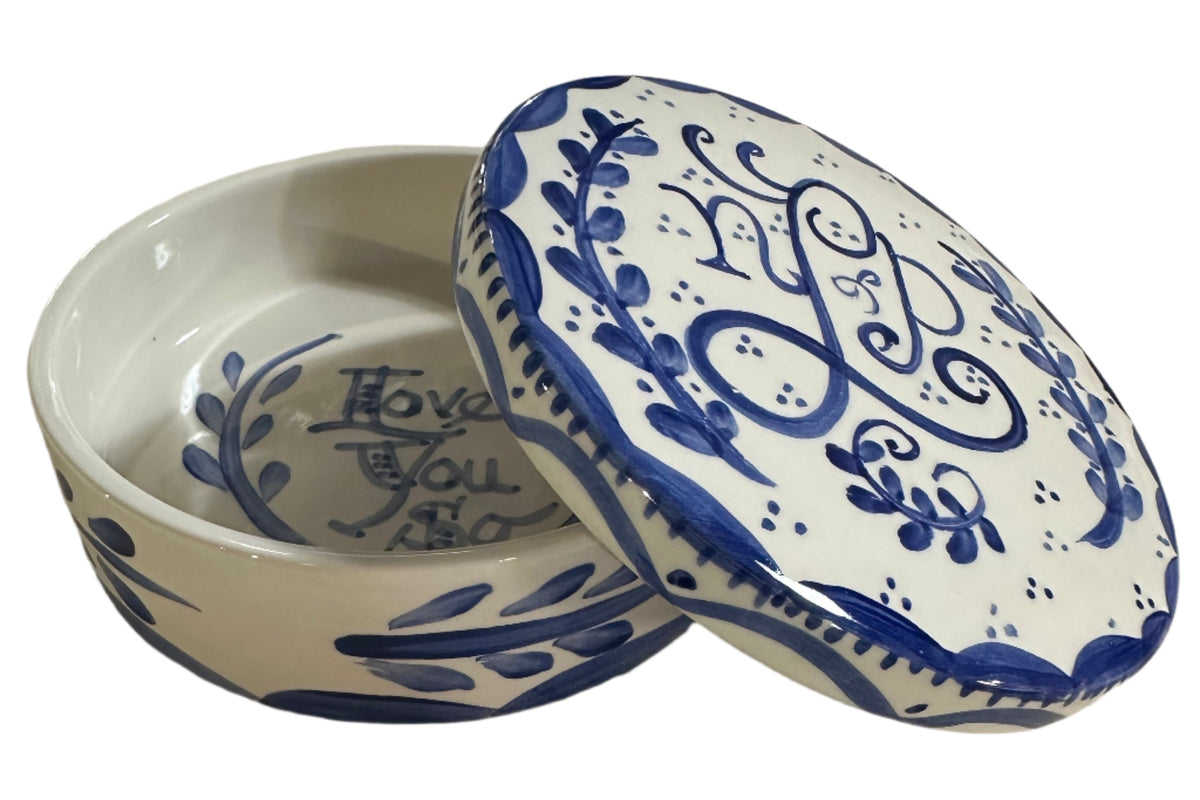 Round Keepsake Box (Blue and White) - Premium  from Tricia Lowenfield Design 
