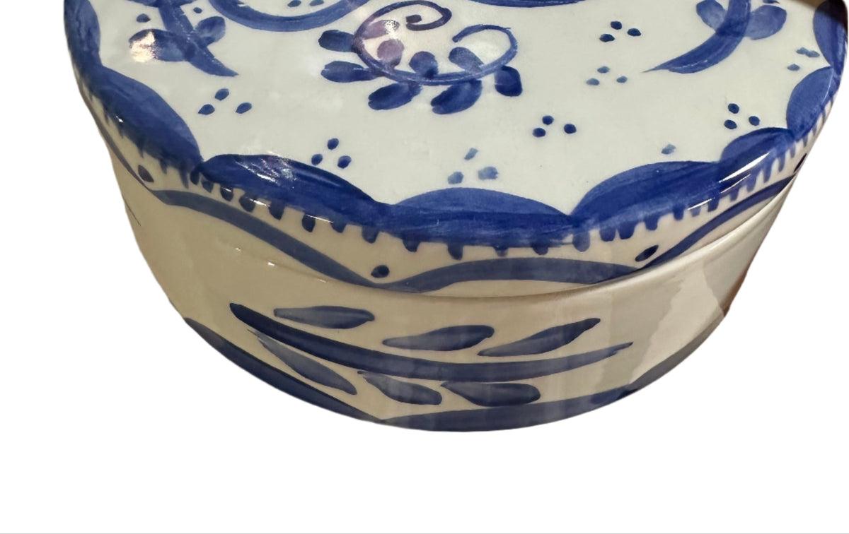Round Keepsake Box (Blue and White) - Premium  from Tricia Lowenfield Design 