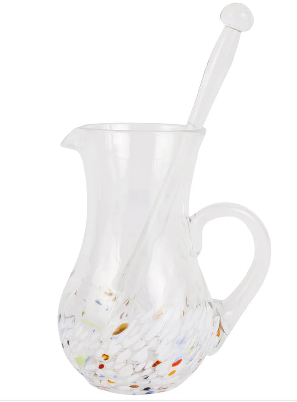 Chiara White Pitcher & Stirrer Set