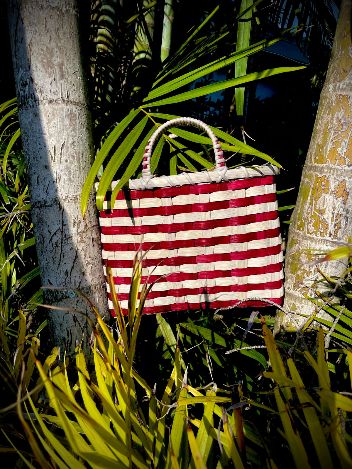 Retro-Travel Tote in Maroon & Grey