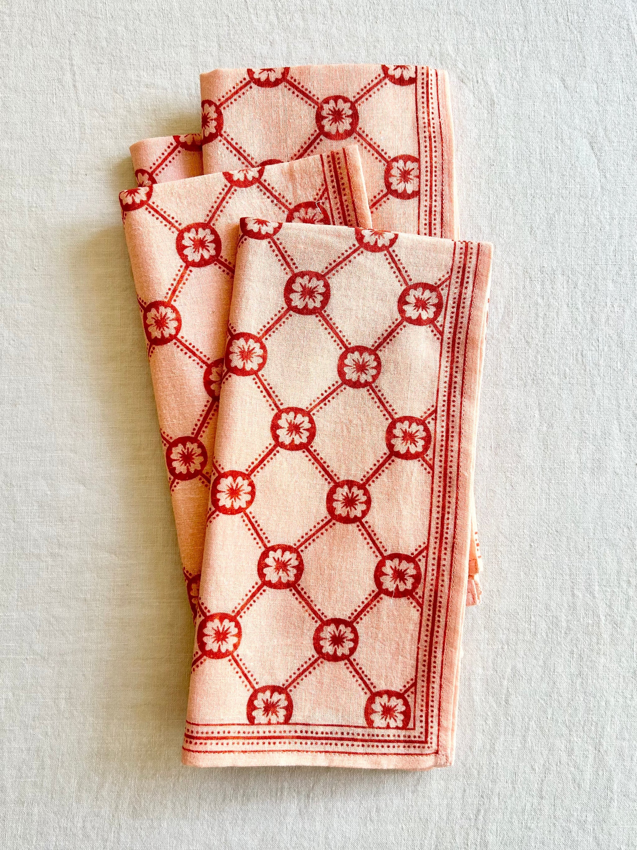 Dentelle Domino Napkins - Scarlet Set of 4
