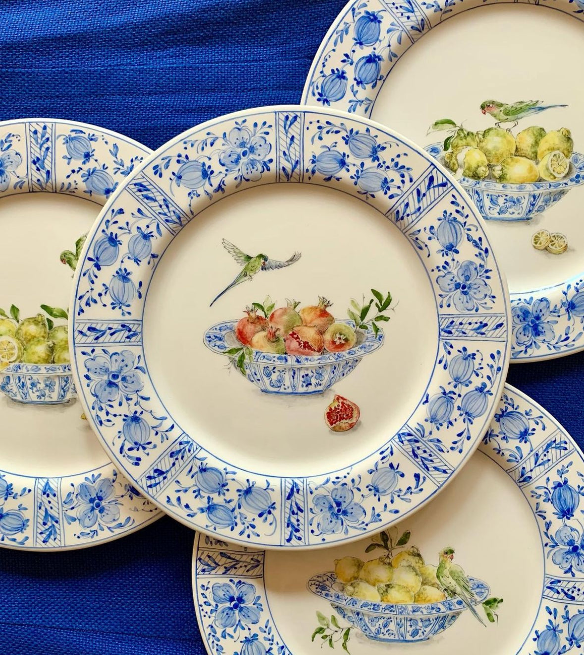 Delft Plates in Lemons, Set of 4