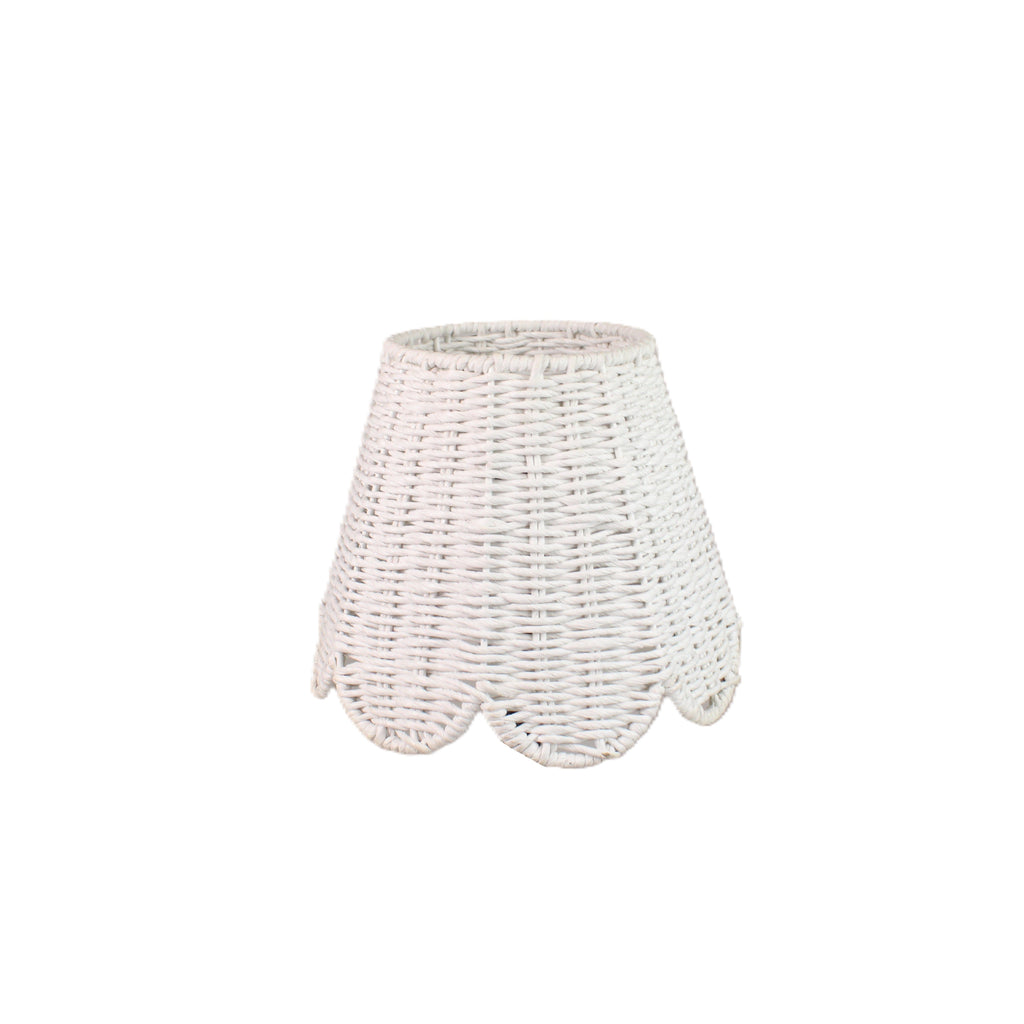 Twisted Paper Lampshade Scalloped in White
