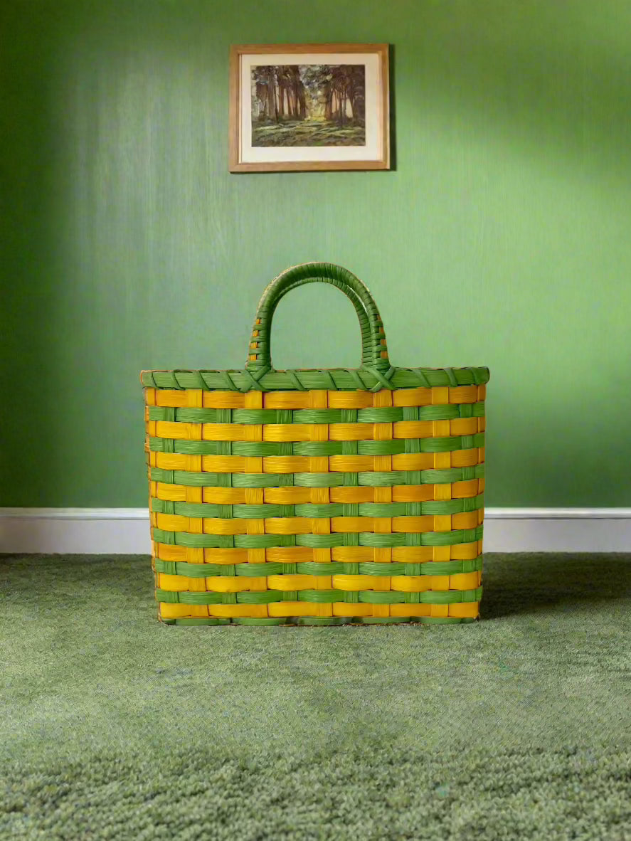 Retro-Travel Tote in Chartreuse & Golden Yellow