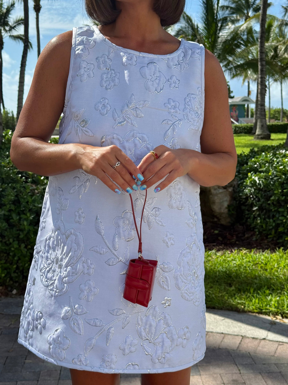 Jacquard Swing Swing Dress in All White