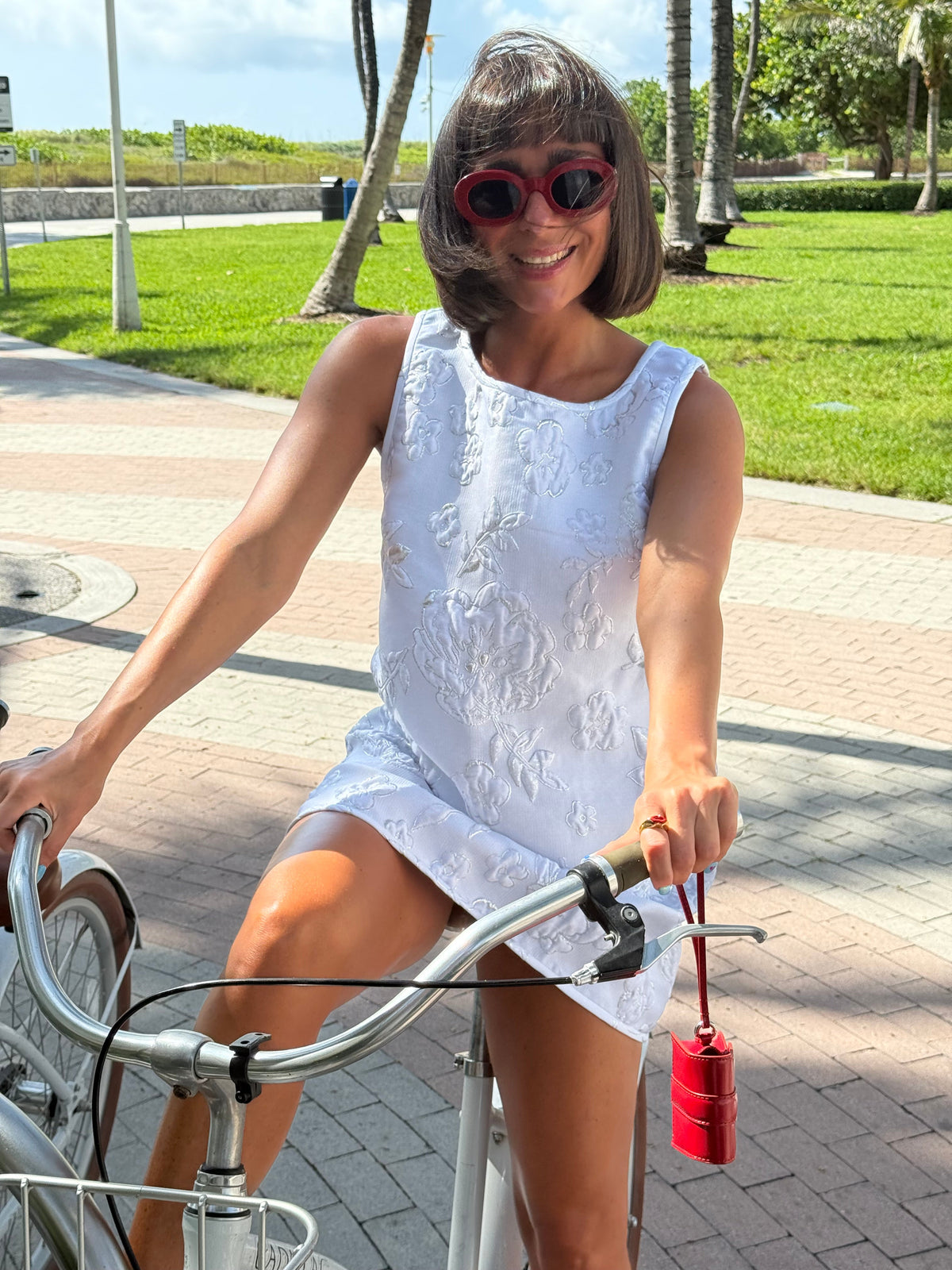 Jacquard Swing Swing Dress in All White
