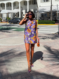 Jacquard Swing Swing Dress in Purple