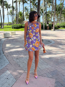 Jacquard Swing Swing Dress in Purple