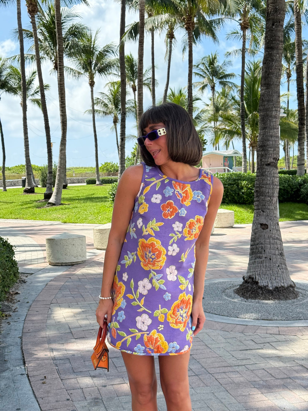 Jacquard Swing Swing Dress in Purple