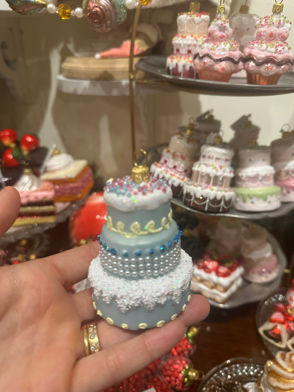 Double Cake Ornament in Blue