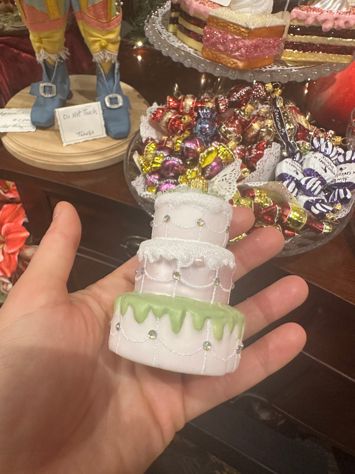 Double Cake Ornament in Pink & Green