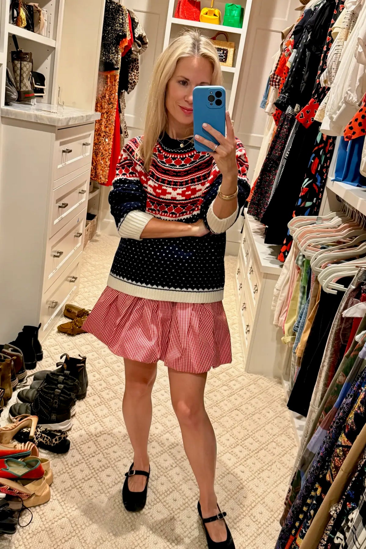 The Kinsley Skirt is our red and white gingham mini with a trim traced fitted waist.