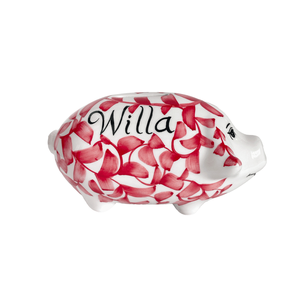 Personalized Red Piggy Bank