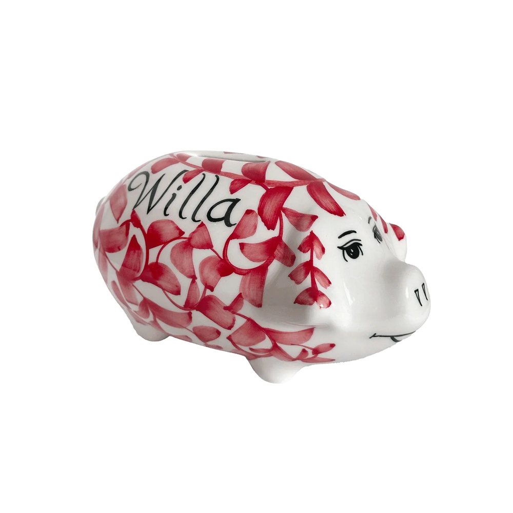 Personalized Red Piggy Bank