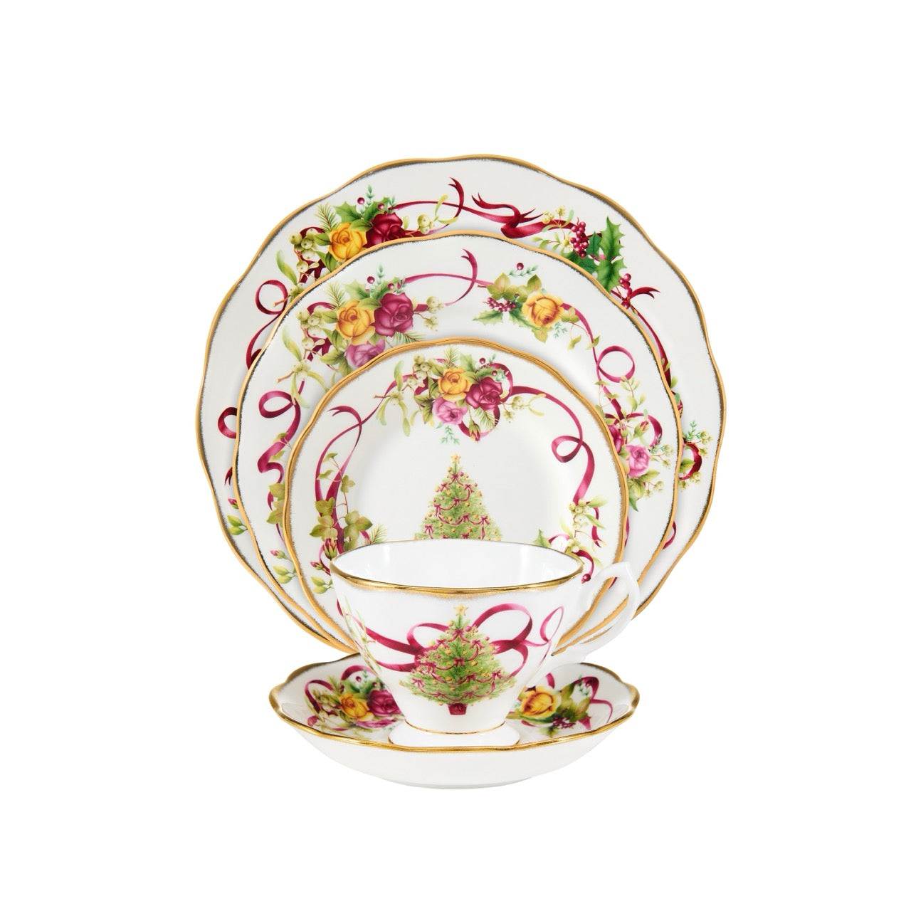 Old Country Roses Christmas Tree 5-Piece Set