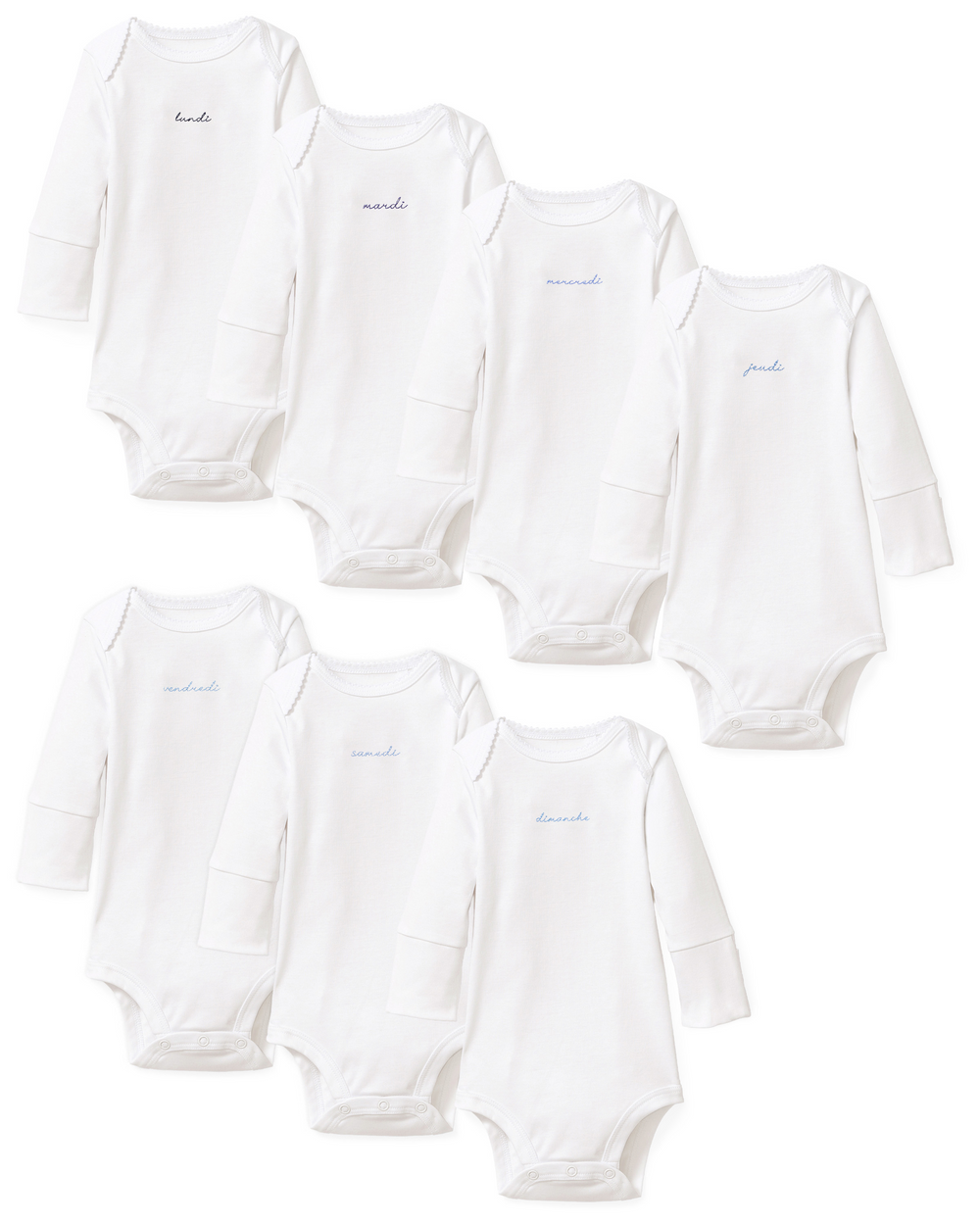 Baby's Pima Long Sleeve Onesie Set in French Lessons Blue
