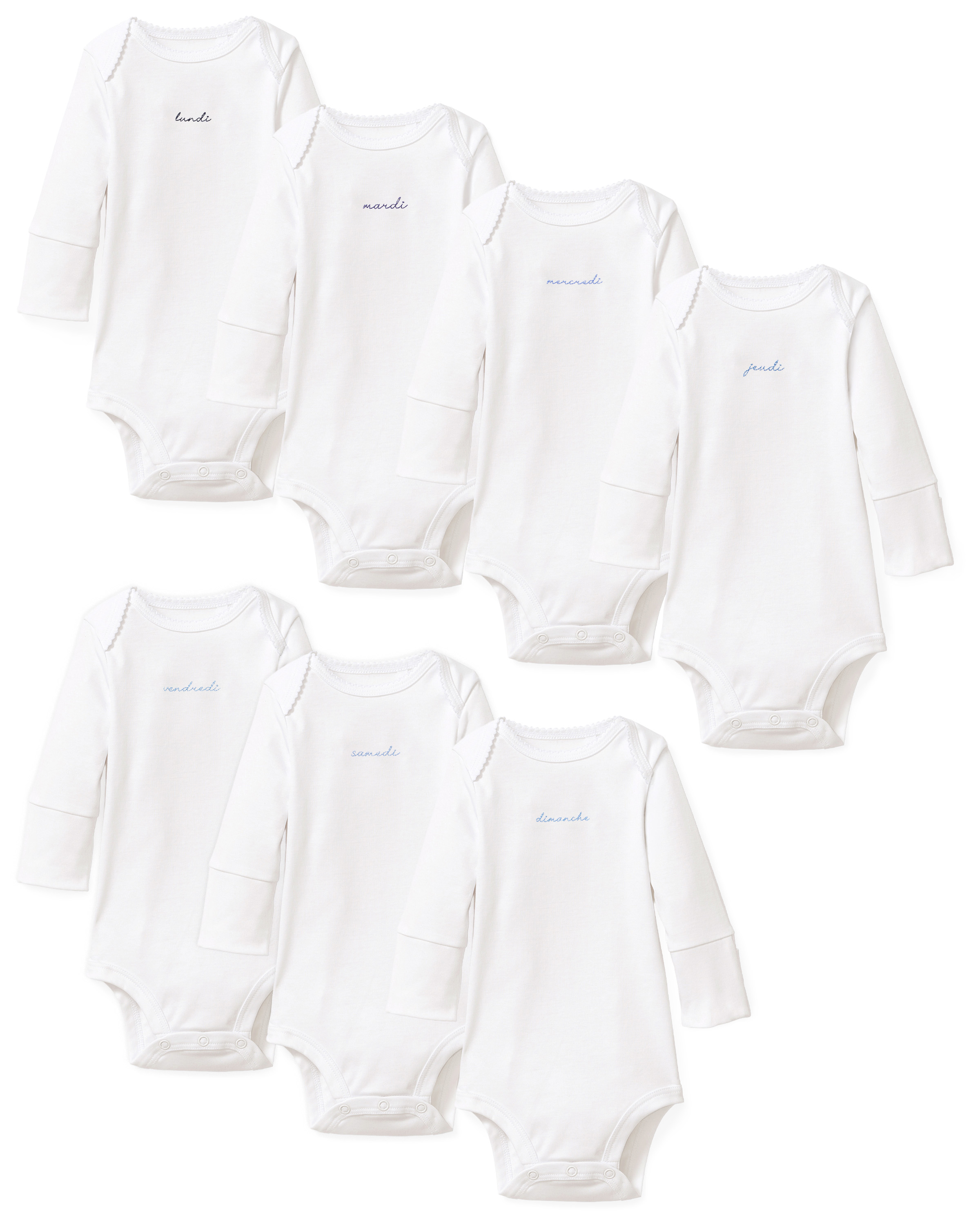 Baby's Pima Long Sleeve Onesie Set in French Lessons Blue