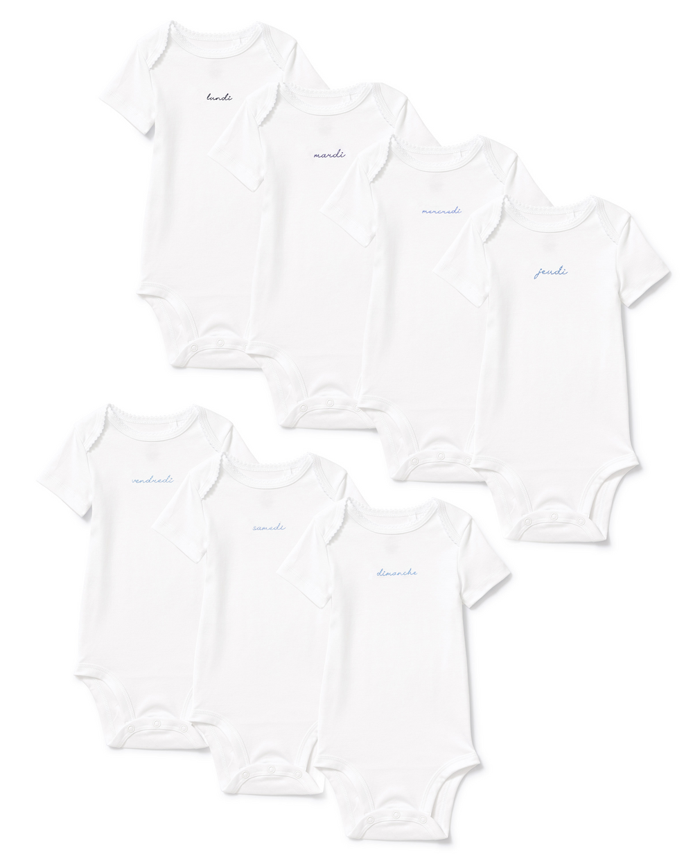 Baby's Pima Short Sleeve Onesie Set in French Lessons Blue